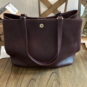 Dagne Dover Large Allyn Burgundy Pebble Leather Office Bag Tote Organizer.